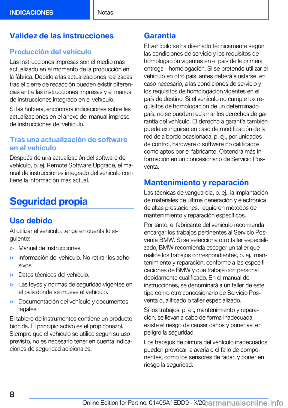 BMW 8 SERIES CONVERTIBLE 2021  Manuales de Empleo (in Spanish) �V�a�l�i�d�e�z��d�e��l�a�s��i�n�s�t�r�u�c�c�i�o�n�e�s�P�r�o�d�u�c�c�i�