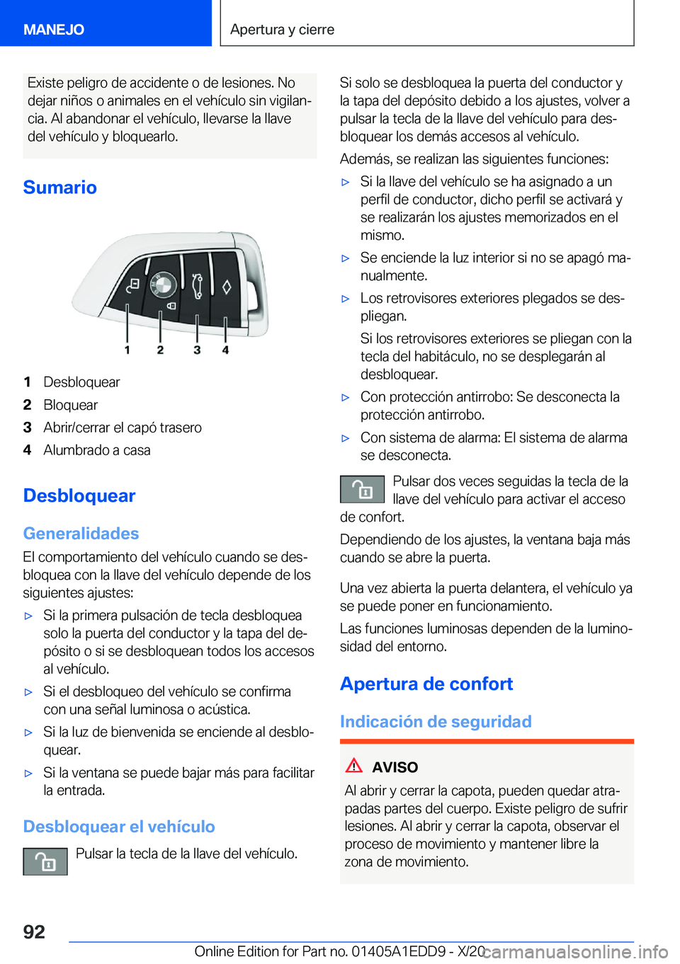 BMW 8 SERIES CONVERTIBLE 2021  Manuales de Empleo (in Spanish) �E�x�i�s�t�e��p�e�l�i�g�r�o��d�e��a�c�c�i�d�e�n�t�e��o��d�e��l�e�s�i�o�n�e�s�.��N�o
�d�e�j�a�r��n�i�