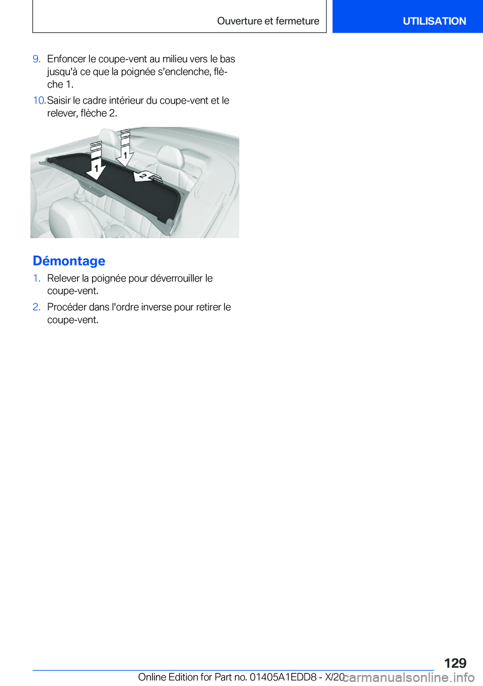 BMW 8 SERIES CONVERTIBLE 2021  Notices Demploi (in French) �9�.�E�n�f�o�n�c�e�r��l�e��c�o�u�p�e�-�v�e�n�t��a�u��m�i�l�i�e�u��v�e�r�s��l�e��b�a�s�j�u�s�q�u�'�