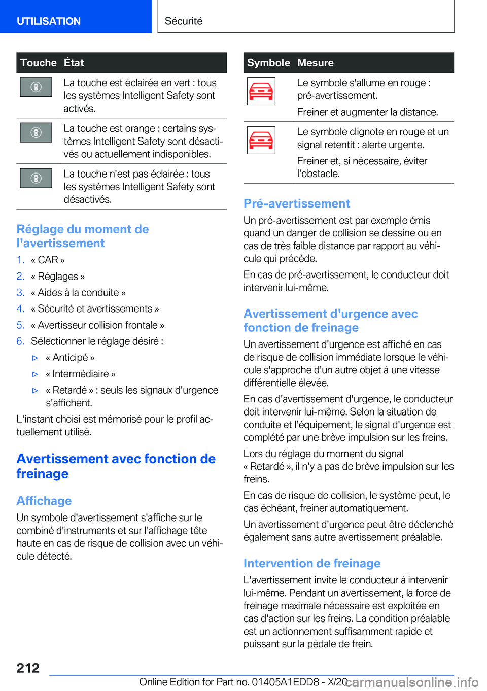 BMW 8 SERIES CONVERTIBLE 2021  Notices Demploi (in French) �T�o�u�c�h�e�