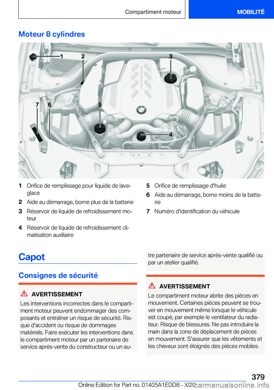 BMW 8 SERIES CONVERTIBLE 2021  Notices Demploi (in French) �M�o�t�e�u�r��8��c�y�l�i�n�d�r�e�s�1�O�r�i�f�i�c�e��d�e��r�e�m�p�l�i�s�s�a�g�e��p�o�u�r��l�i�q�u�i�d�e��d�e��l�a�v�e�-
�g�l�a�c�e�2�A�i�d�e��a�u��d�é�m�a�r�r�a�g�e�,��b�o�r�n�e��p�l�u�s�