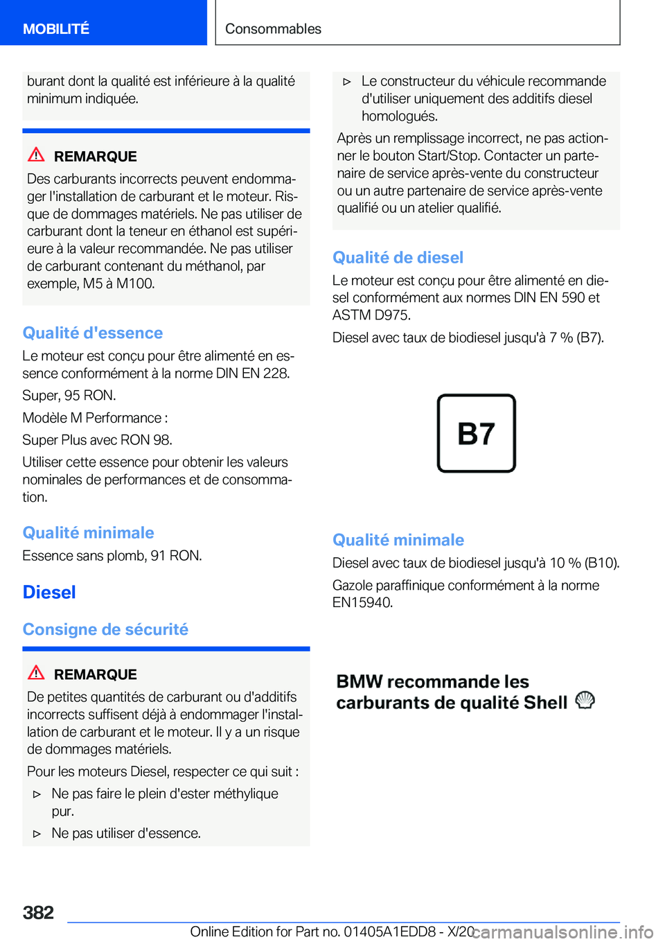 BMW 8 SERIES CONVERTIBLE 2021  Notices Demploi (in French) �b�u�r�a�n�t��d�o�n�t��l�a��q�u�a�l�i�t�é��e�s�t��i�n�f�é�r�i�e�u�r�e��