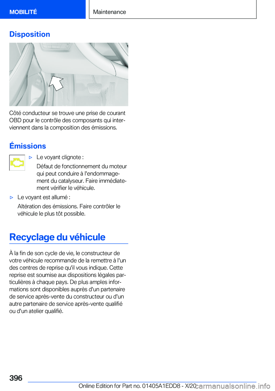 BMW 8 SERIES CONVERTIBLE 2021  Notices Demploi (in French) �D�i�s�p�o�s�i�t�i�o�n
�C�