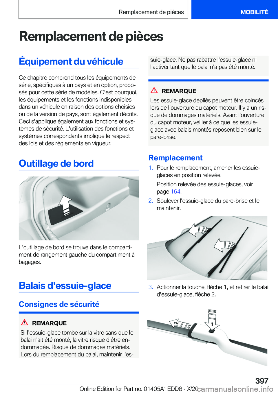 BMW 8 SERIES CONVERTIBLE 2021  Notices Demploi (in French) �R�e�m�p�l�a�c�e�m�e�n�t��d�e��p�i�è�c�e�s�