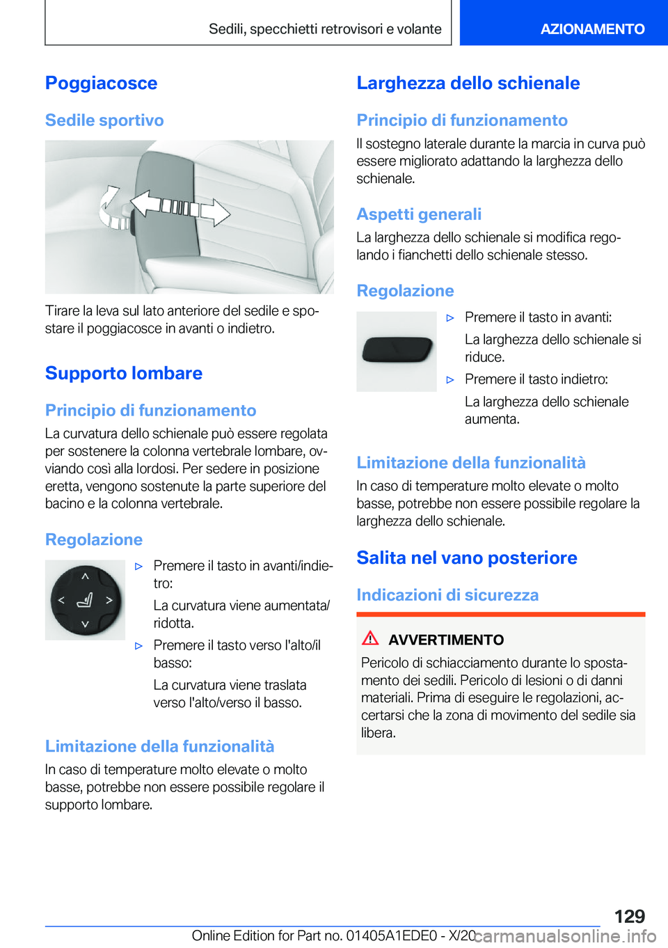 BMW 8 SERIES CONVERTIBLE 2021  Libretti Di Uso E manutenzione (in Italian) �P�o�g�g�i�a�c�o�s�c�e
�S�e�d�i�l�e��s�p�o�r�t�i�v�o
�T�i�r�a�r�e��l�a��l�e�v�a��s�u�l��l�a�t�o��a�n�t�e�r�i�o�r�e��d�e�l��s�e�d�i�l�e��e��s�p�oª
�s�t�a�r�e��i�l��p�o�g�g�i�a�c�o�s�c�e�