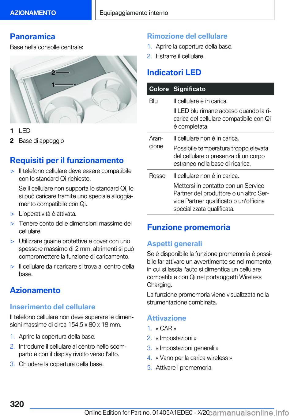 BMW 8 SERIES CONVERTIBLE 2021  Libretti Di Uso E manutenzione (in Italian) �P�a�n�o�r�a�m�i�c�a
�B�a�s�e��n�e�l�l�a��c�o�n�s�o�l�l�e��c�e�n�t�r�a�l�e�:�1�L�E�D�2�B�a�s�e��d�i��a�p�p�o�g�g�i�o
�R�e�q�u�i�s�i�t�i��p�e�r��i�l��f�u�n�z�i�o�n�a�m�e�n�t�o
'x�I�l��t�e�
