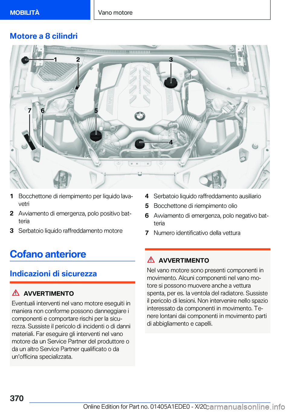 BMW 8 SERIES CONVERTIBLE 2021  Libretti Di Uso E manutenzione (in Italian) �M�o�t�o�r�e��a��8��c�i�l�i�n�d�r�i�1�B�o�c�c�h�e�t�t�o�n�e��d�i��r�i�e�m�p�i�m�e�n�t�o��p�e�r��l�i�q�u�i�d�o��l�a�v�aª
�v�e�t�r�i�2�A�v�v�i�a�m�e�n�t�o��d�i��e�m�e�r�g�e�n�z�a�,��p�o�l�o