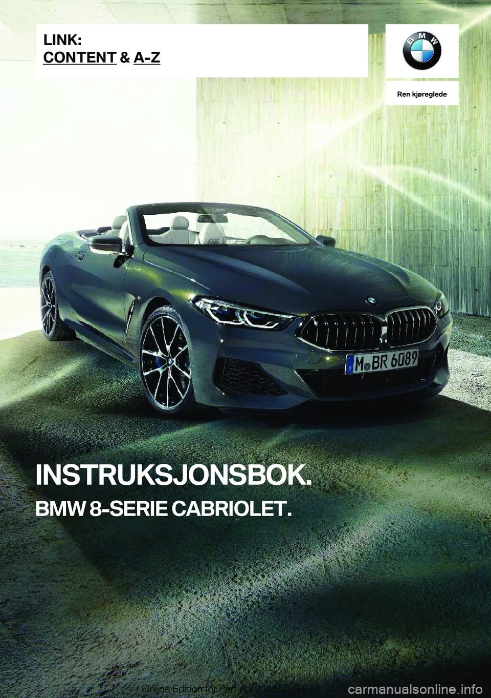 BMW 8 SERIES CONVERTIBLE 2021  InstruksjonsbØker (in Norwegian) 