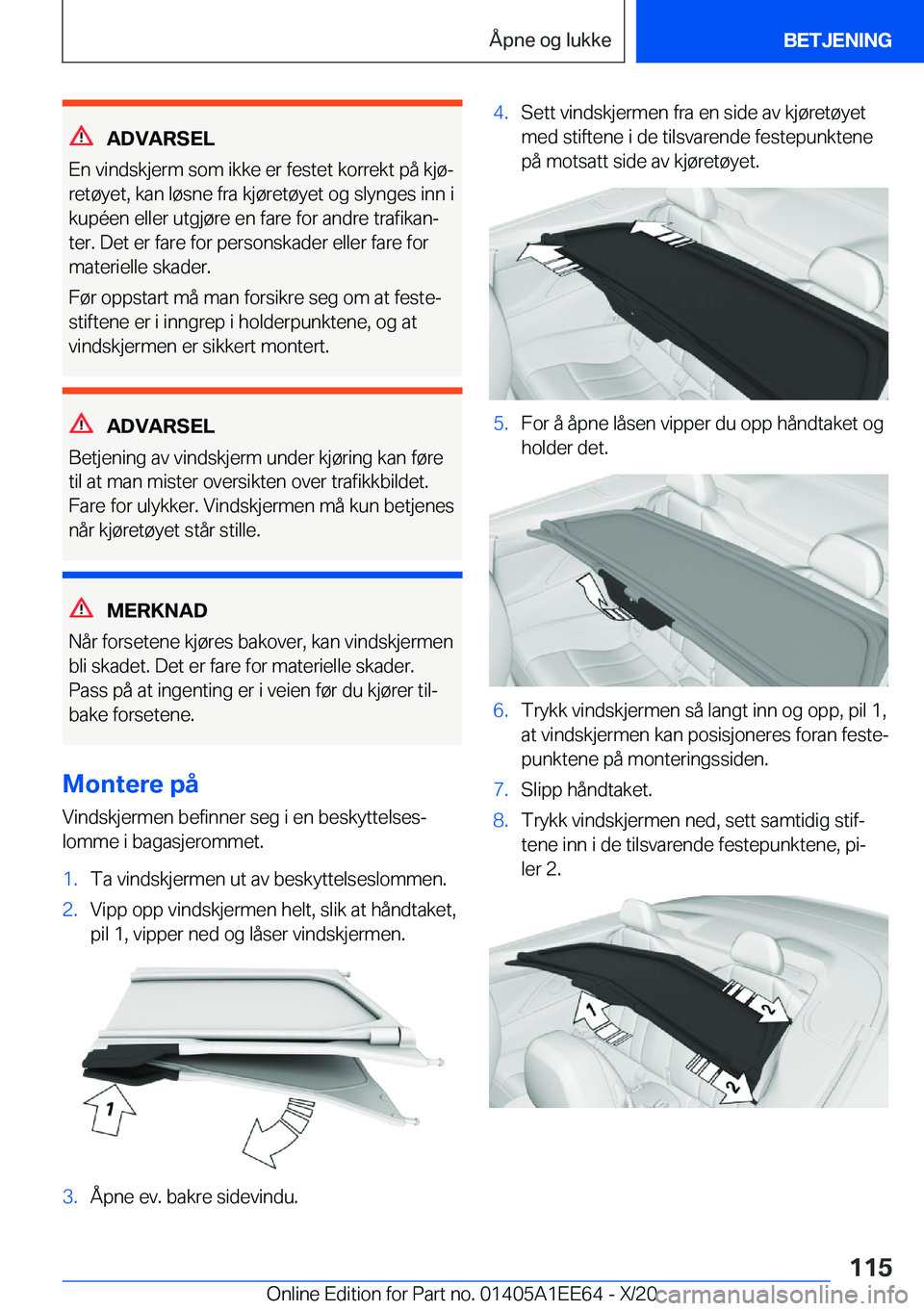 BMW 8 SERIES CONVERTIBLE 2021  InstruksjonsbØker (in Norwegian) �A�D�V�A�R�S�E�L
�E�n��v�i�n�d�s�k�j�e�r�m��s�o�m��i�k�k�e��e�r��f�e�s�t�e�t��k�o�r�r�e�k�t��p�å��k�j�