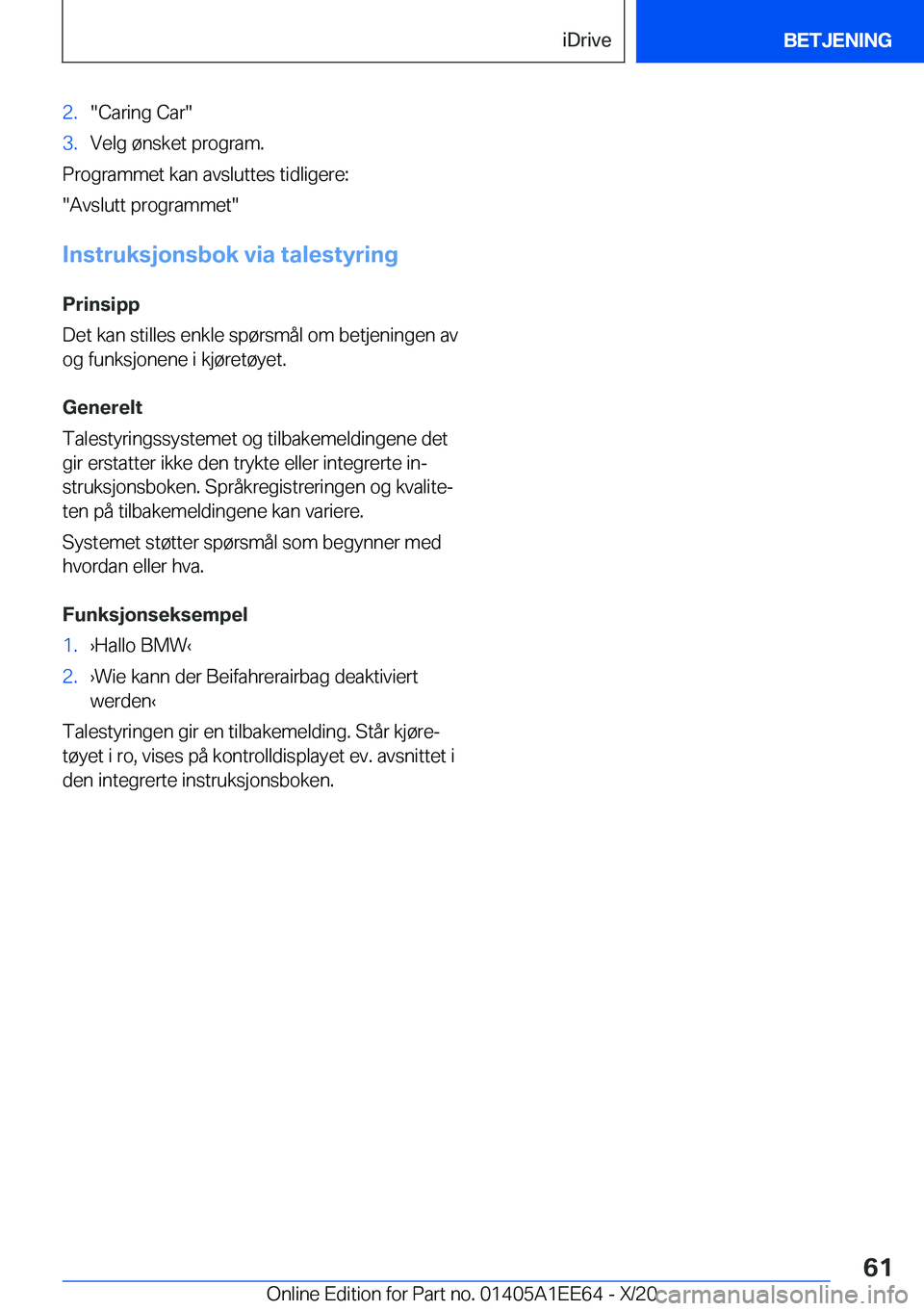 BMW 8 SERIES CONVERTIBLE 2021  InstruksjonsbØker (in Norwegian) �2�.��C�a�r�i�n�g��C�a�r��3�.�V�e�l�g��