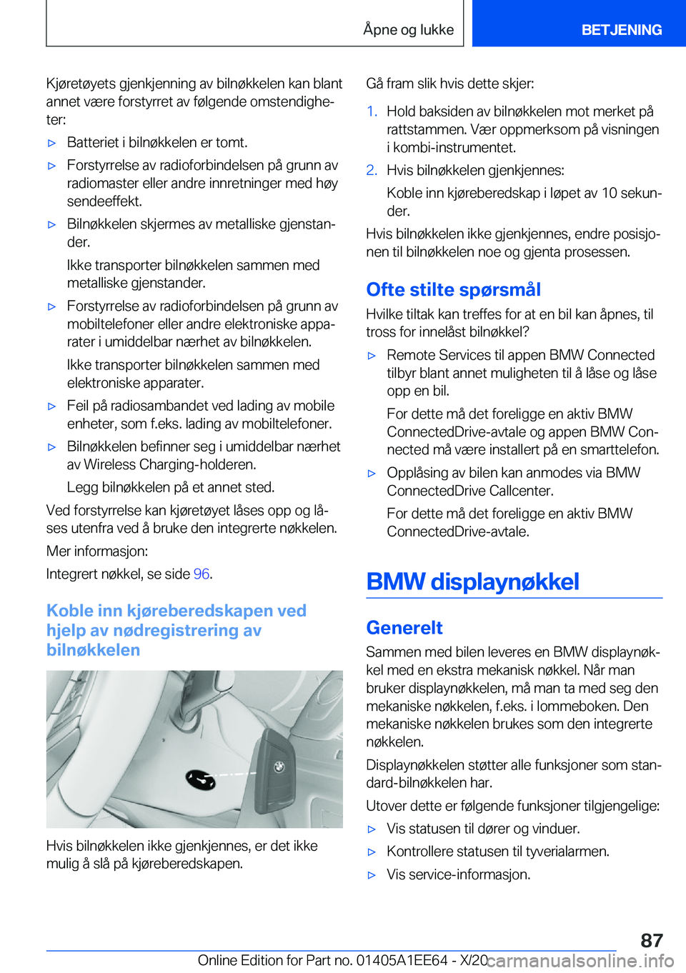 BMW 8 SERIES CONVERTIBLE 2021  InstruksjonsbØker (in Norwegian) �K�j�