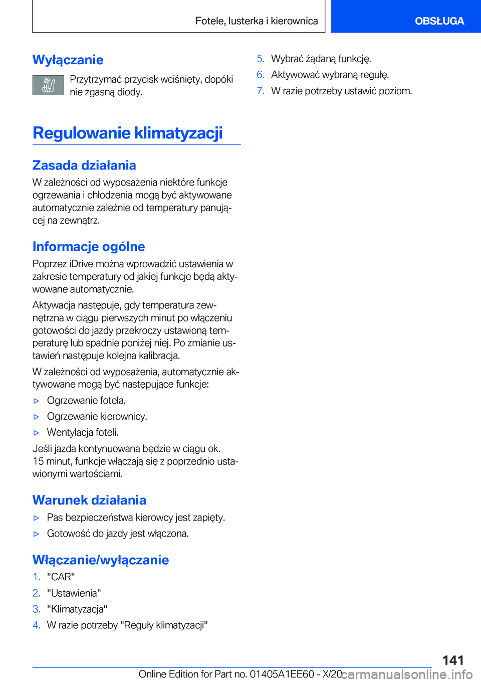 BMW 8 SERIES CONVERTIBLE 2021  Instrukcja obsługi (in Polish) �W�y�ł�ą�c�z�a�n�i�e�P�r�z�y�t�r�z�y�m�a�