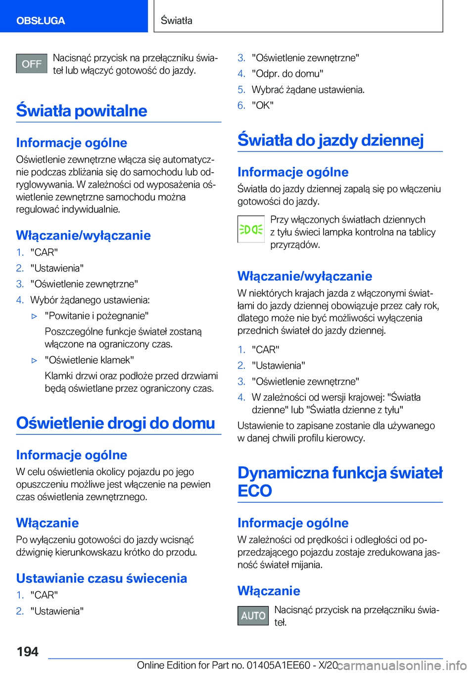 BMW 8 SERIES CONVERTIBLE 2021  Instrukcja obsługi (in Polish) �N�a�c�i�s�n�
