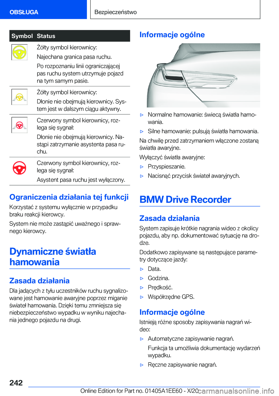 BMW 8 SERIES CONVERTIBLE 2021  Instrukcja obsługi (in Polish) �S�y�m�b�o�l�S�t�a�t�u�s8�