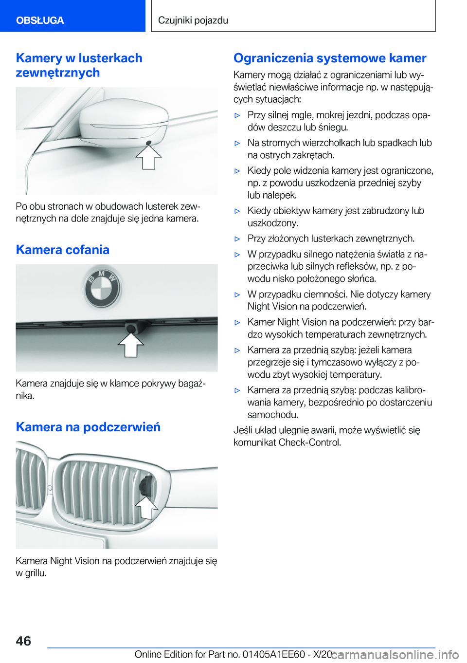 BMW 8 SERIES CONVERTIBLE 2021  Instrukcja obsługi (in Polish) �K�a�m�e�r�y��w��l�u�s�t�e�r�k�a�c�h
�z�e�w�n�