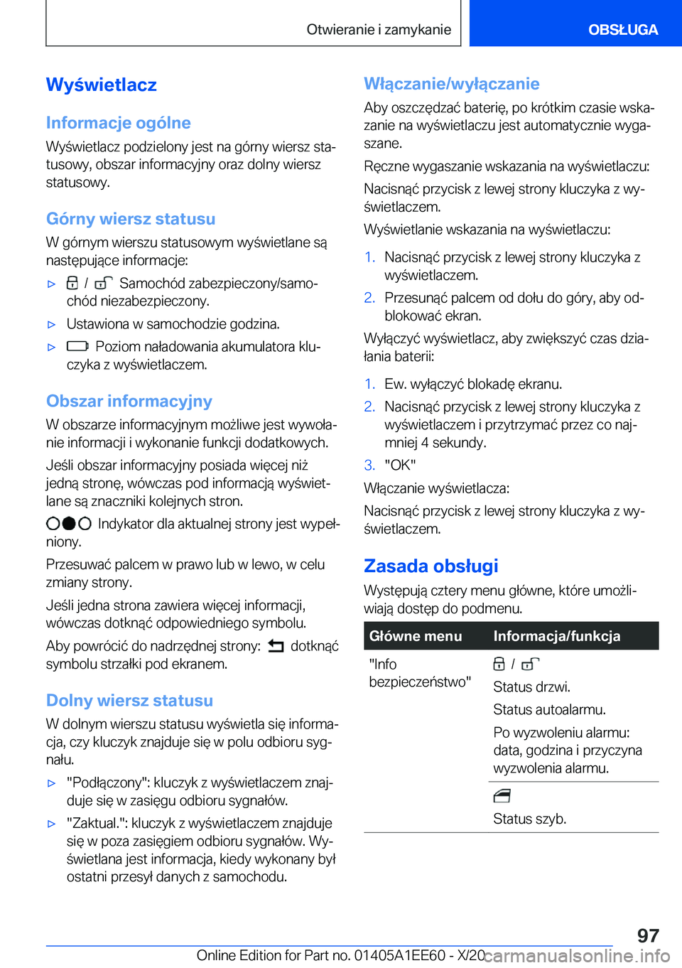 BMW 8 SERIES CONVERTIBLE 2021  Instrukcja obsługi (in Polish) �W�y�w�i�e�t�l�a�c�z
�I�n�f�o�r�m�a�c�j�e��o�g�