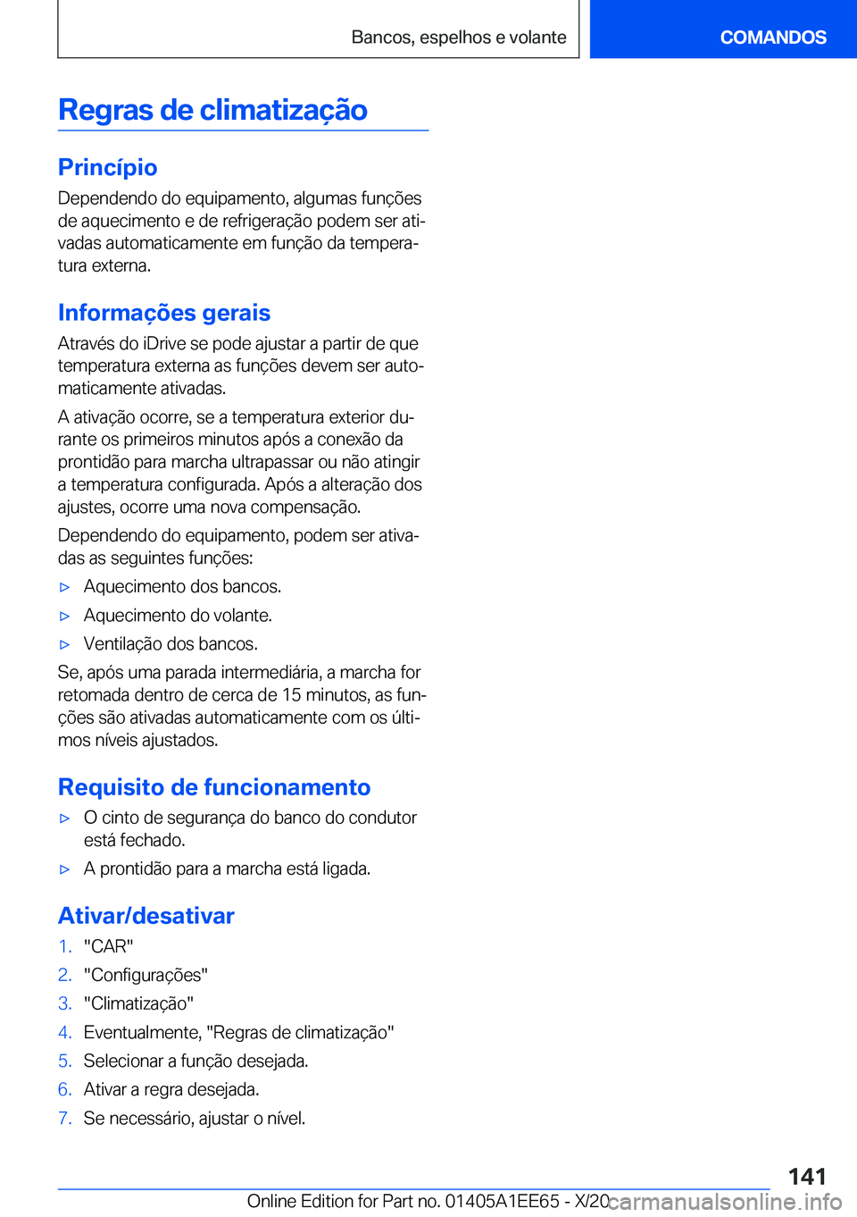 BMW 8 SERIES CONVERTIBLE 2021  Manual do condutor (in Portuguese) �R�e�g�r�a�s��d�e��c�l�i�m�a�t�i�z�a�