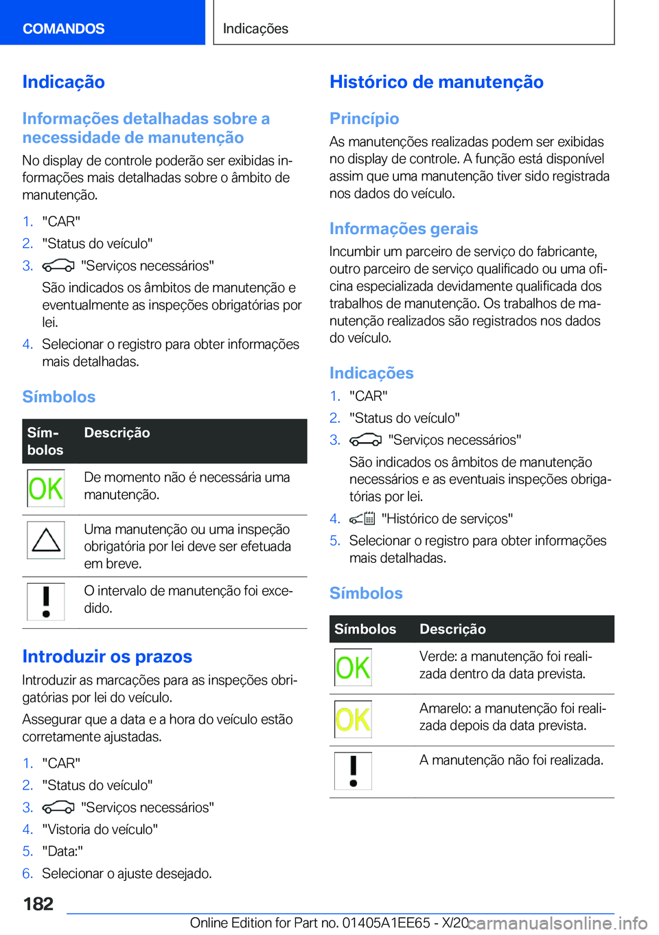 BMW 8 SERIES CONVERTIBLE 2021  Manual do condutor (in Portuguese) �I�n�d�i�c�a�
