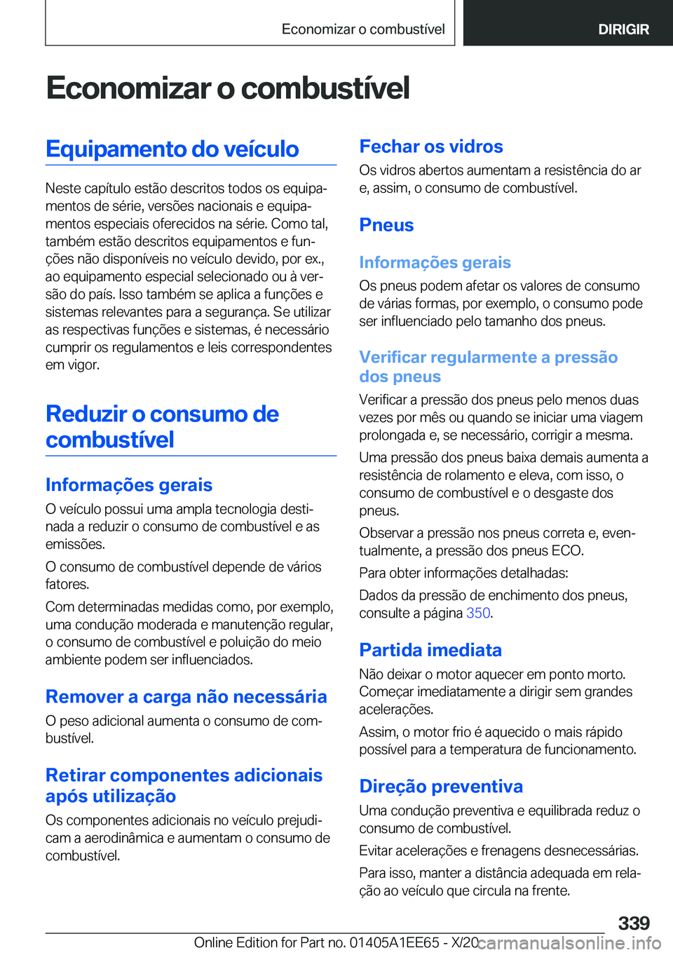 BMW 8 SERIES CONVERTIBLE 2021  Manual do condutor (in Portuguese) �E�c�o�n�o�m�i�z�a�r��o��c�o�m�b�u�s�t�