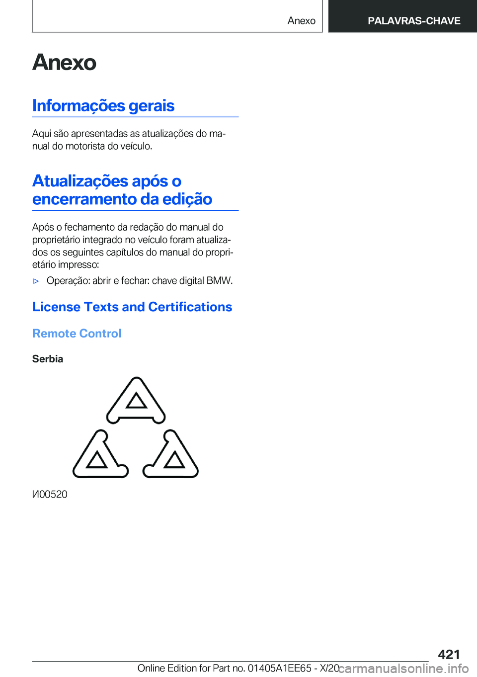 BMW 8 SERIES CONVERTIBLE 2021  Manual do condutor (in Portuguese) �A�n�e�x�o�I�n�f�o�r�m�a�
