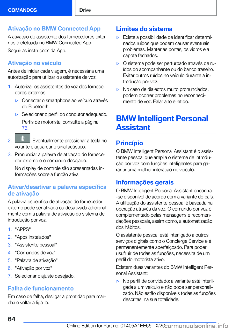 BMW 8 SERIES CONVERTIBLE 2021  Manual do condutor (in Portuguese) �A�t�i�v�a�