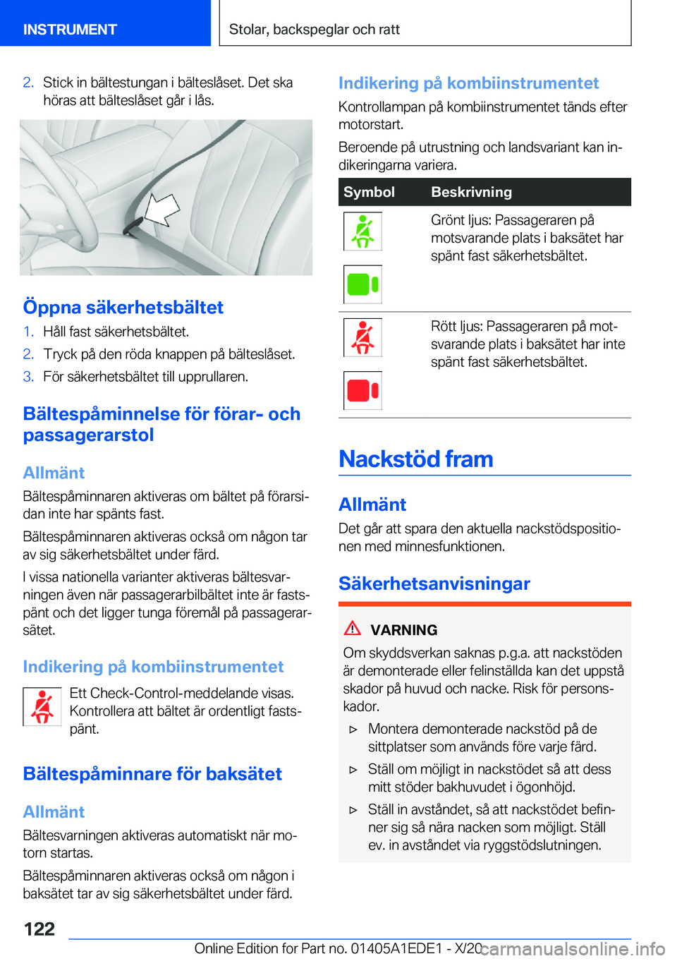 BMW 8 SERIES CONVERTIBLE 2021  InstruktionsbÖcker (in Swedish) �2�.�S�t�i�c�k��i�n��b�ä�l�t�e�s�t�u�n�g�a�n��i��b�ä�l�t�e�s�l�å�s�e�t�.��D�e�t��s�k�a�h�