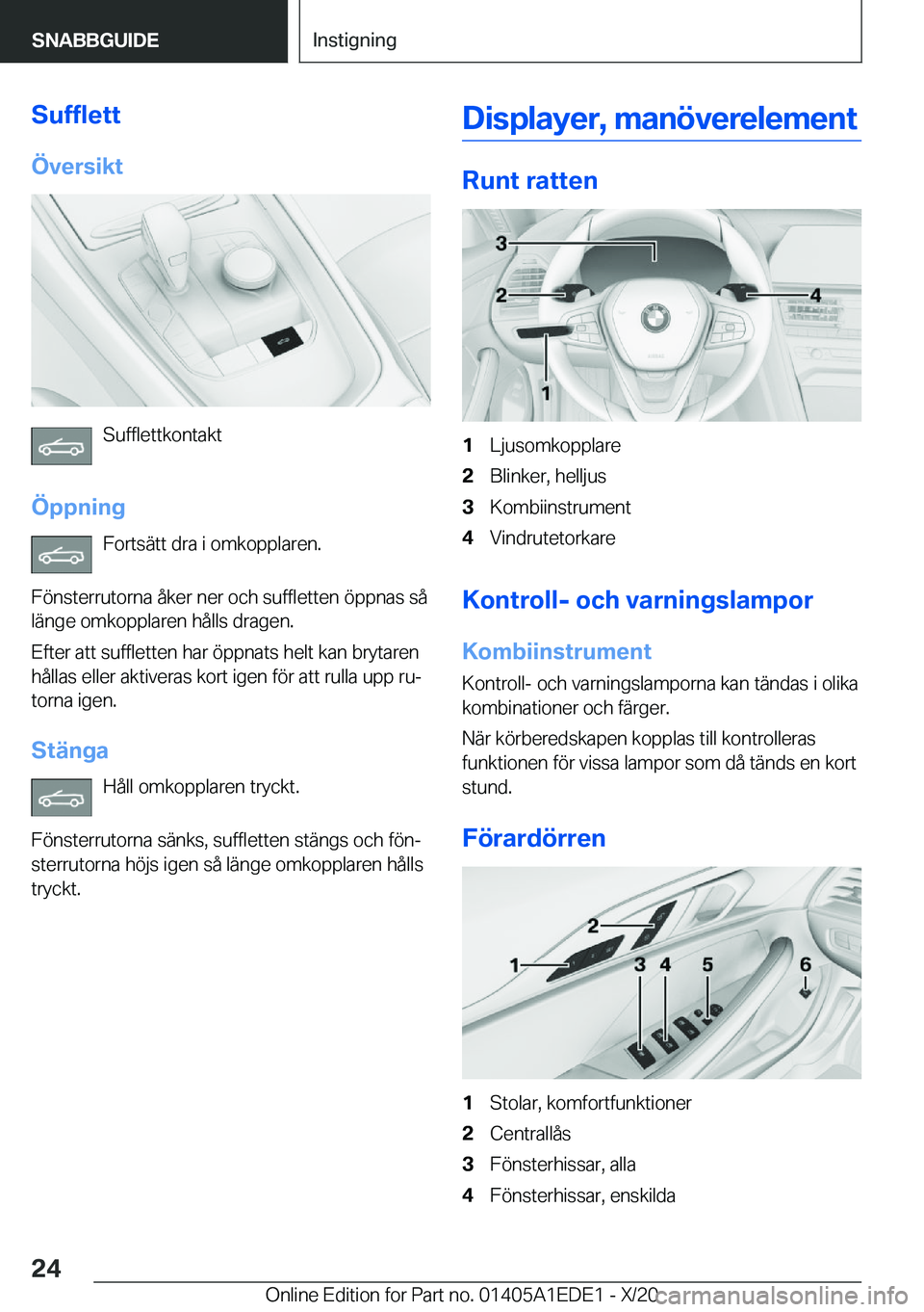 BMW 8 SERIES CONVERTIBLE 2021  InstruktionsbÖcker (in Swedish) �S�u�f�f�l�e�t�t�