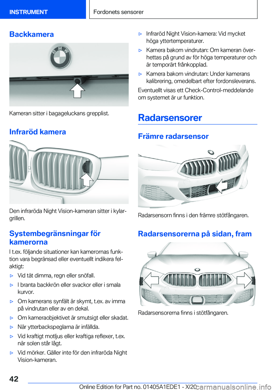 BMW 8 SERIES CONVERTIBLE 2021  InstruktionsbÖcker (in Swedish) �B�a�c�k�k�a�m�e�r�a
�K�a�m�e�r�a�n��s�i�t�t�e�r��i��b�a�g�a�g�e�l�u�c�k�a�n�s��g�r�e�p�p�l�i�s�t�.
�I�n�f�r�a�r�