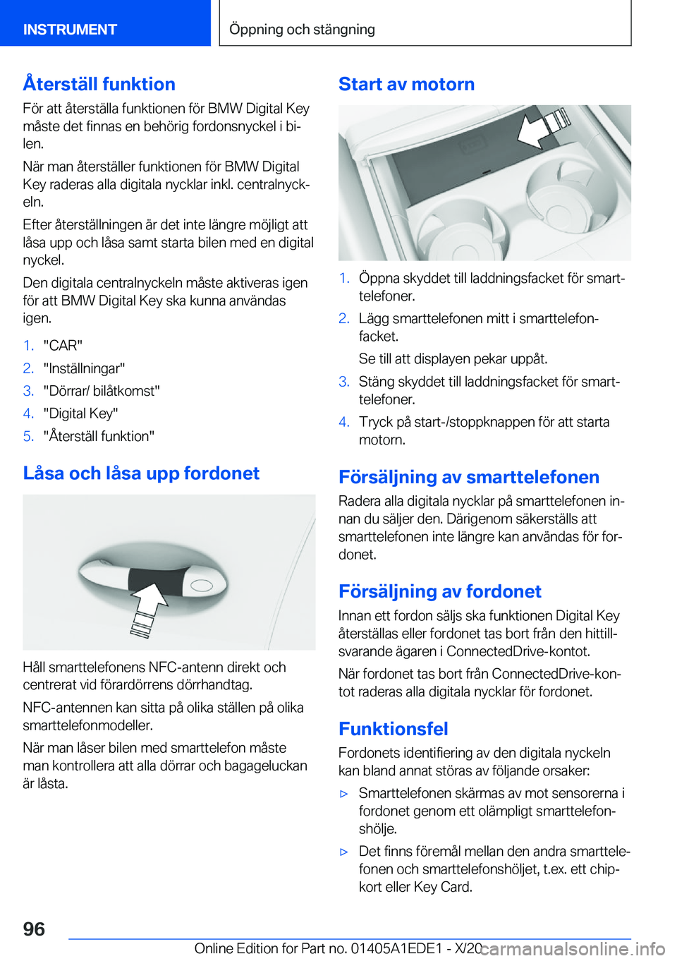 BMW 8 SERIES CONVERTIBLE 2021  InstruktionsbÖcker (in Swedish) �Å�t�e�r�s�t�ä�l�l��f�u�n�k�t�i�o�n
�F�