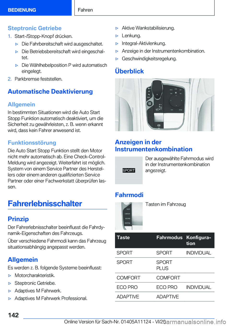 BMW 8 SERIES COUPE 2021  Betriebsanleitungen (in German) �S�t�e�p�t�r�o�n�i�c��G�e�t�r�i�e�b�e�1�.�S�t�a�r�t�-�/�S�t�o�p�p�-�K�n�o�p�f��d�r�