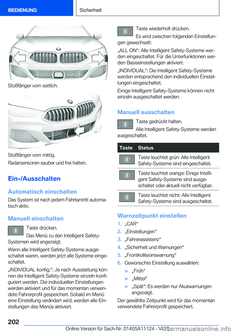 BMW 8 SERIES COUPE 2021  Betriebsanleitungen (in German) �S�t�o�