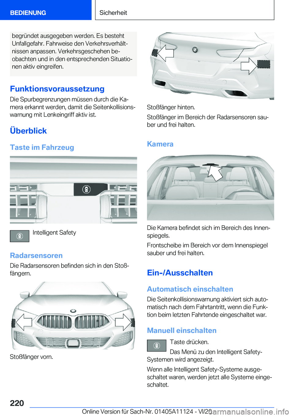 BMW 8 SERIES COUPE 2021  Betriebsanleitungen (in German) �b�e�g�r�