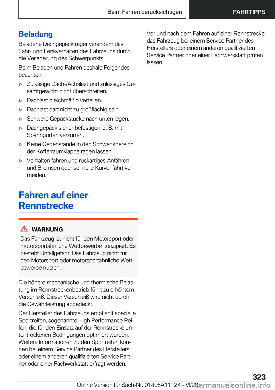 BMW 8 SERIES COUPE 2021  Betriebsanleitungen (in German) �B�e�l�a�d�u�n�g�B�e�l�a�d�e�n�e��D�a�c�h�g�e�p�