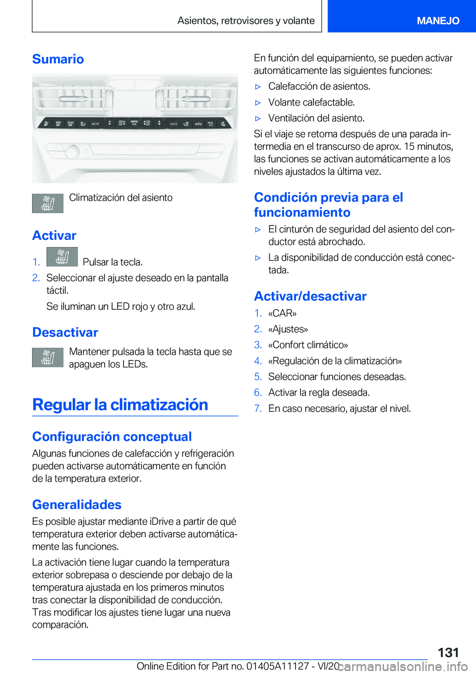 BMW 8 SERIES COUPE 2021  Manuales de Empleo (in Spanish) �S�u�m�a�r�i�o
�C�l�i�m�a�t�i�z�a�c�i�