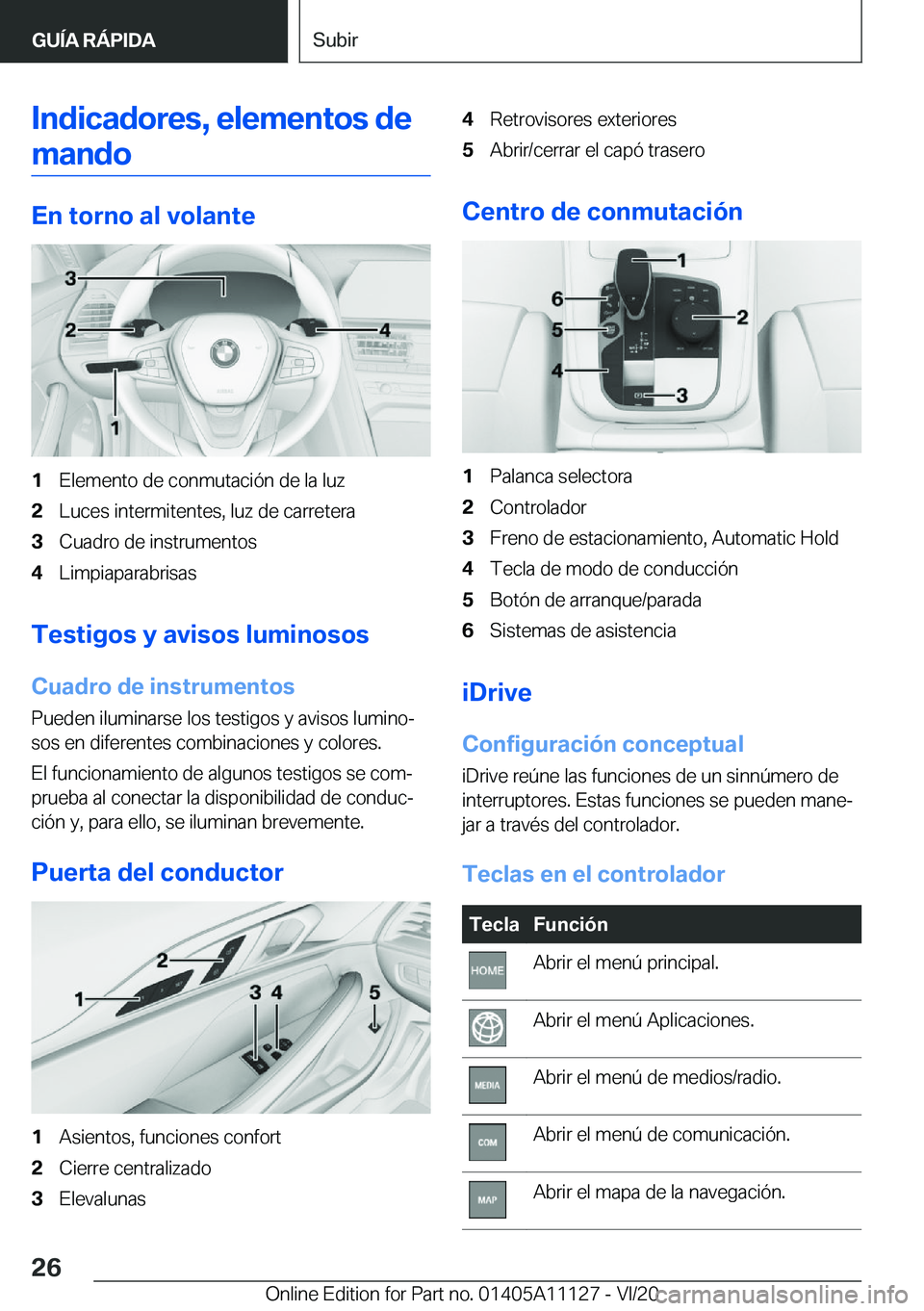 BMW 8 SERIES COUPE 2021  Manuales de Empleo (in Spanish) �I�n�d�i�c�a�d�o�r�e�s�,��e�l�e�m�e�n�t�o�s��d�e�m�a�n�d�o
�E�n��t�o�r�n�o��a�l��v�o�l�a�n�t�e
�1�E�l�e�m�e�n�t�o��d�e��c�o�n�m�u�t�a�c�i�