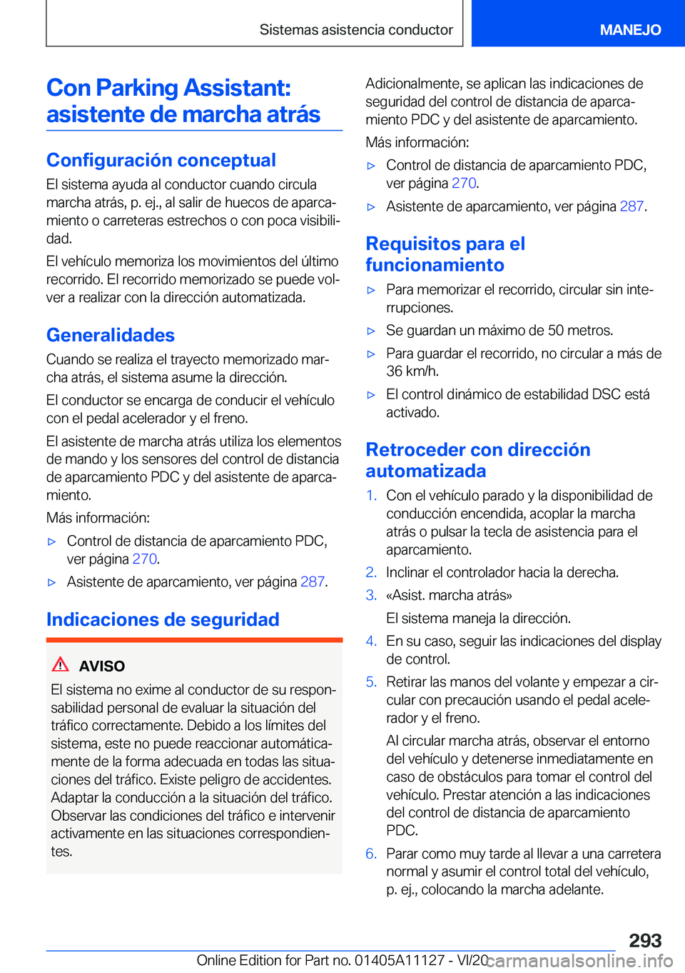 BMW 8 SERIES COUPE 2021  Manuales de Empleo (in Spanish) �C�o�n��P�a�r�k�i�n�g��A�s�s�i�s�t�a�n�t�:�a�s�i�s�t�e�n�t�e��d�e��m�a�r�c�h�a��a�t�r�