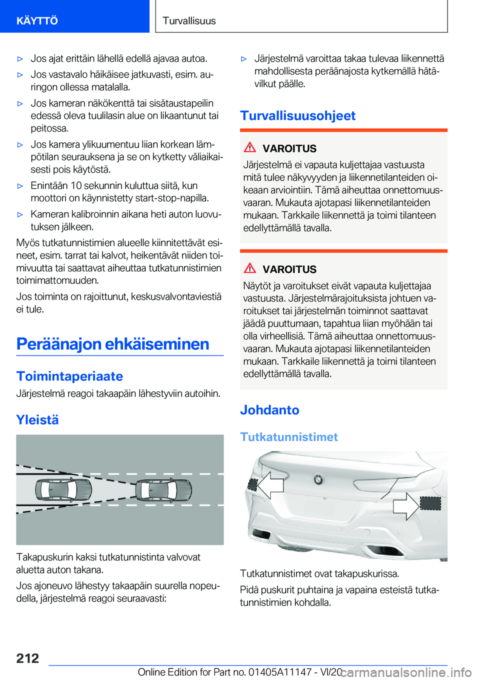 BMW 8 SERIES COUPE 2021  Omistajan Käsikirja (in Finnish) 'x�J�o�s��a�j�a�t��e�r�i�t�t�