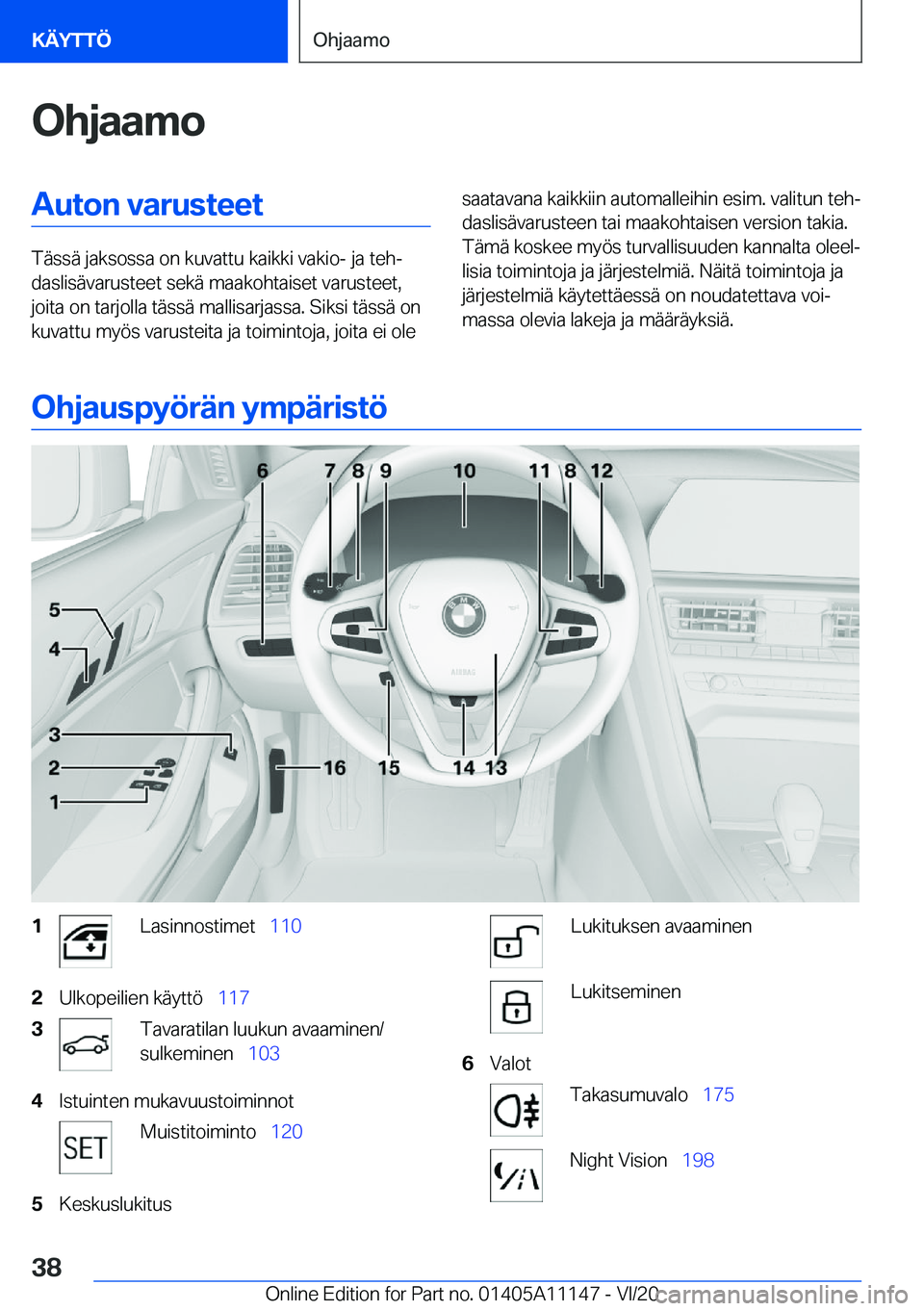 BMW 8 SERIES COUPE 2021  Omistajan Käsikirja (in Finnish) �O�h�j�a�a�m�o�A�u�t�o�n��v�a�r�u�s�t�e�e�t
�T�