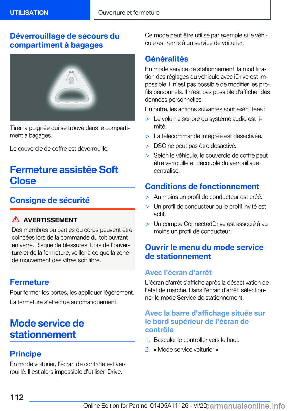 BMW 8 SERIES COUPE 2021  Notices Demploi (in French) �D�é�v�e�r�r�o�u�i�l�l�a�g�e��d�e��s�e�c�o�u�r�s��d�u
�c�o�m�p�a�r�t�i�m�e�n�t��