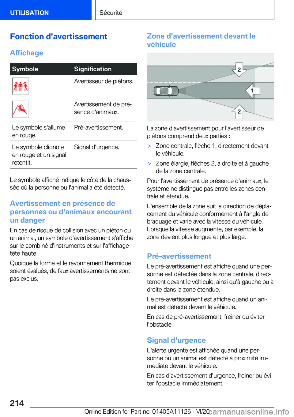BMW 8 SERIES COUPE 2021  Notices Demploi (in French) �F�o�n�c�t�i�o�n��d�'�a�v�e�r�t�i�s�s�e�m�e�n�t
�A�f�f�i�c�h�a�g�e�S�y�m�b�o�l�e�S�i�g�n�i�f�i�c�a�t�i�o�n�A�v�e�r�t�i�s�s�e�u�r��d�e��p�i�é�t�o�n�s�.�A�v�e�r�t�i�s�s�e�m�e�n�t��d�e��p�r�é