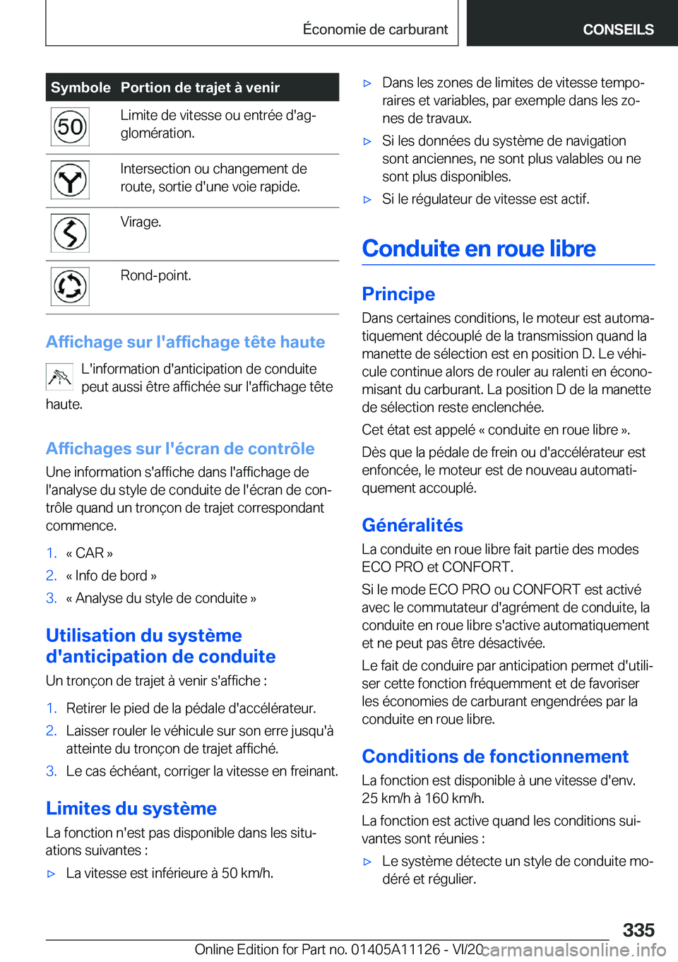 BMW 8 SERIES COUPE 2021  Notices Demploi (in French) �S�y�m�b�o�l�e�P�o�r�t�i�o�n��d�e��t�r�a�j�e�t��