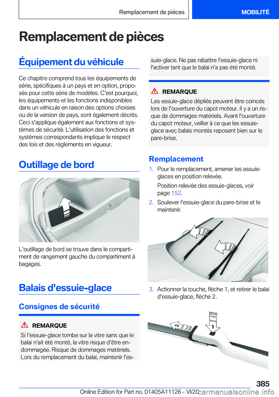 BMW 8 SERIES COUPE 2021  Notices Demploi (in French) �R�e�m�p�l�a�c�e�m�e�n�t��d�e��p�i�è�c�e�s�