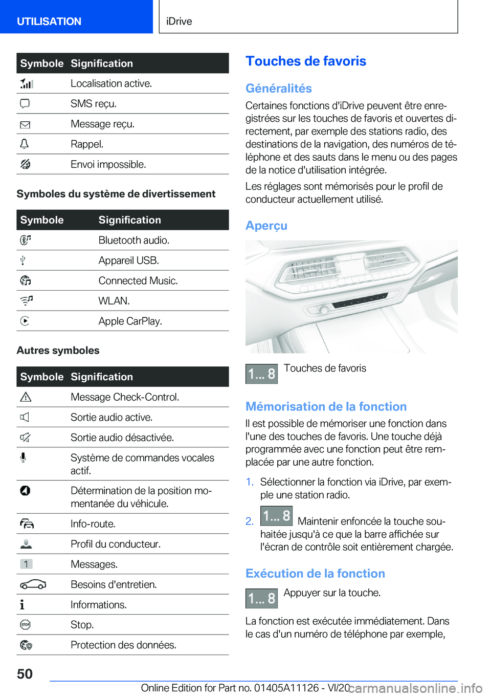 BMW 8 SERIES COUPE 2021  Notices Demploi (in French) �S�y�m�b�o�l�e�S�i�g�n�i�f�i�c�a�t�i�o�n��L�o�c�a�l�i�s�a�t�i�o�n��a�c�t�i�v�e�.��S�M�S��r�e�ç�u�.��M�e�s�s�a�g�e��r�e�ç�u�.��R�a�p�p�e�l�.��E�n�v�o�i��i�m�p�o�s�s�i�b�l�e�.
�S�y�m�b�o�l�e�