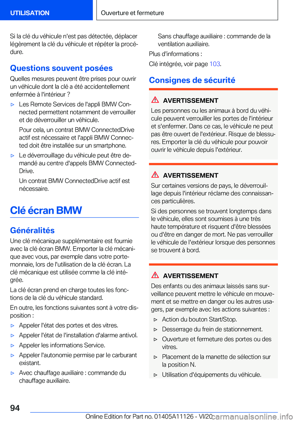 BMW 8 SERIES COUPE 2021  Notices Demploi (in French) �S�i��l�a��c�l�é��d�u��v�é�h�i�c�u�l�e��n�'�e�s�t��p�a�s��d�é�t�e�c�t�é�e�,��d�é�p�l�a�c�e�r�l�é�g�è�r�e�m�e�n�t��l�a��c�l�é��d�u��v�é�h�i�c�u�l�e��e�t��r�é�p�é�t�e�r��l�