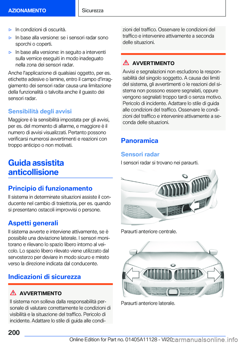 BMW 8 SERIES COUPE 2021  Libretti Di Uso E manutenzione (in Italian) 'x�I�n��c�o�n�d�i�z�i�o�n�i��d�i��o�s�c�u�r�i�t�