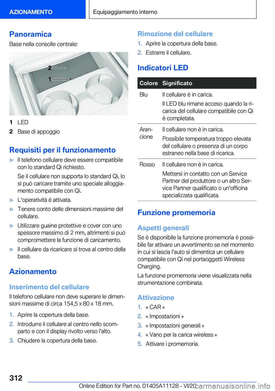 BMW 8 SERIES COUPE 2021  Libretti Di Uso E manutenzione (in Italian) �P�a�n�o�r�a�m�i�c�a
�B�a�s�e��n�e�l�l�a��c�o�n�s�o�l�l�e��c�e�n�t�r�a�l�e�:�1�L�E�D�2�B�a�s�e��d�i��a�p�p�o�g�g�i�o
�R�e�q�u�i�s�i�t�i��p�e�r��i�l��f�u�n�z�i�o�n�a�m�e�n�t�o
'x�I�l��t�e�