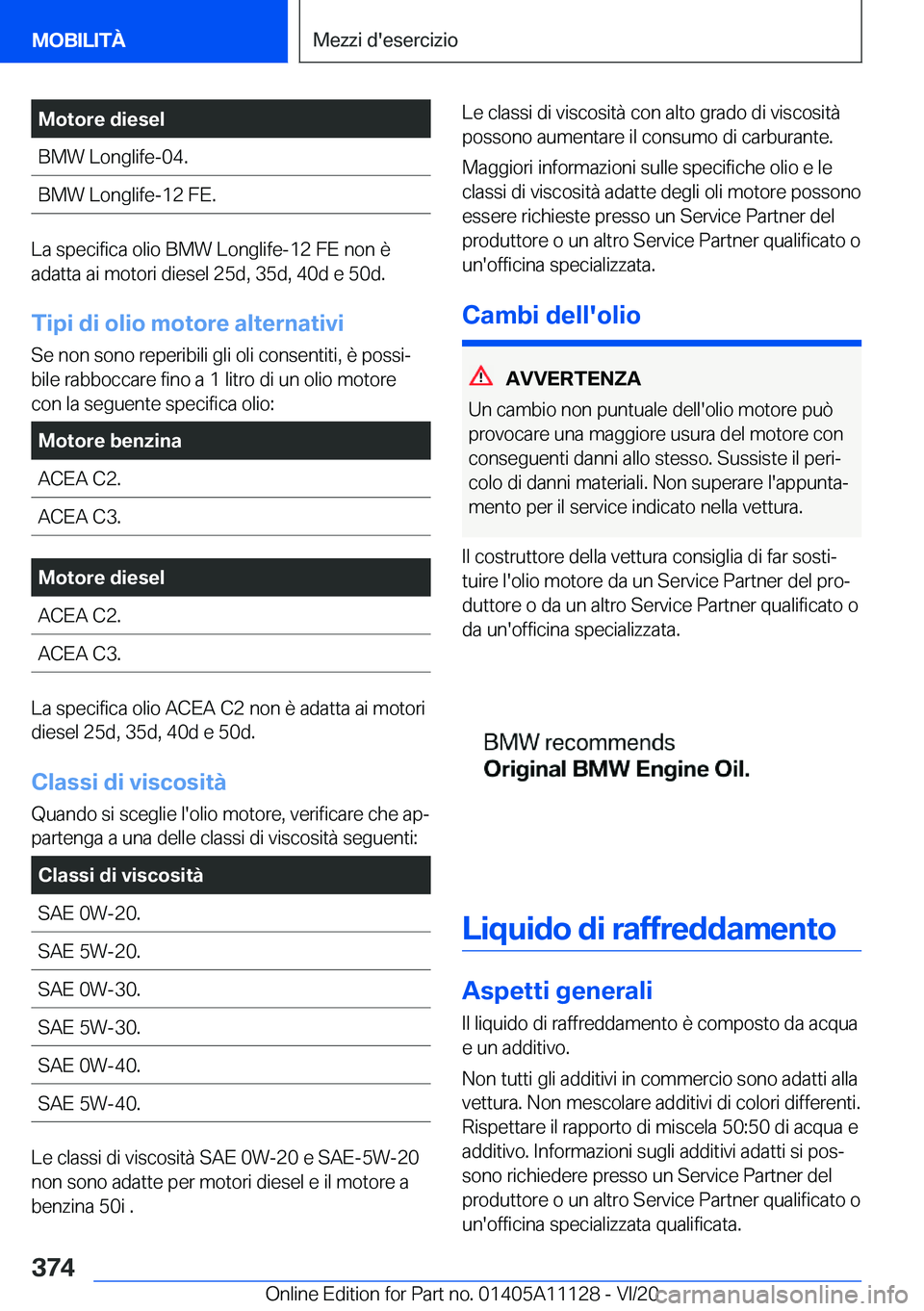 BMW 8 SERIES COUPE 2021  Libretti Di Uso E manutenzione (in Italian) �M�o�t�o�r�e��d�i�e�s�e�l�B�M�W��L�o�n�g�l�i�f�e�-�0�4�.�B�M�W��L�o�n�g�l�i�f�e�-�1�2��F�E�.
�L�a��s�p�e�c�i�f�i�c�a��o�l�i�o��B�M�W��L�o�n�g�l�i�f�e�-�1�2��F�E��n�o�n��è�a�d�a�t�t�a��a�i
