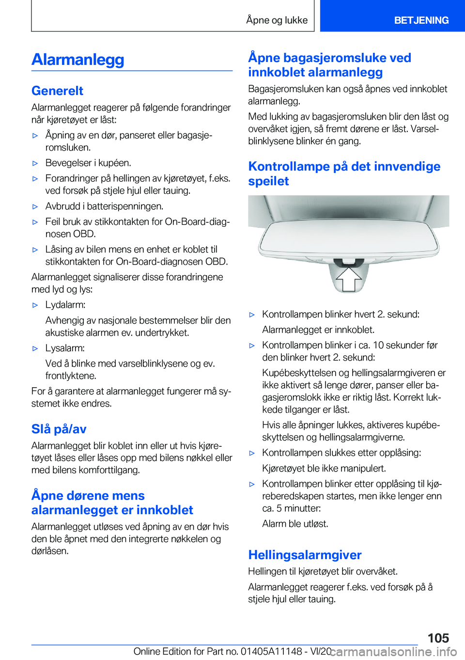 BMW 8 SERIES COUPE 2021  InstruksjonsbØker (in Norwegian) �A�l�a�r�m�a�n�l�e�g�g
�G�e�n�e�r�e�l�t
�A�l�a�r�m�a�n�l�e�g�g�e�t��r�e�a�g�e�r�e�r��p�å��f�