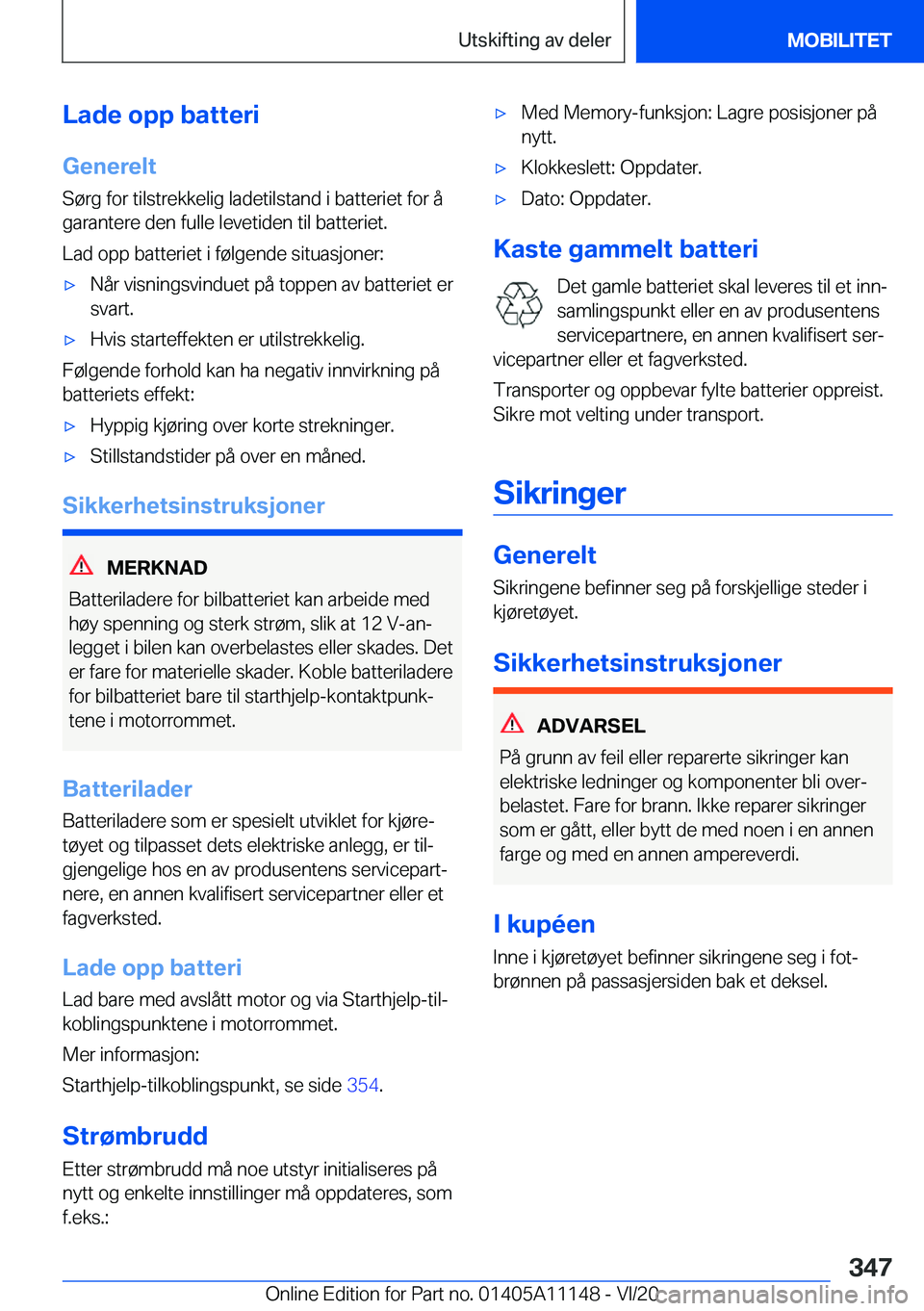 BMW 8 SERIES COUPE 2021  InstruksjonsbØker (in Norwegian) �L�a�d�e��o�p�p��b�a�t�t�e�r�i
�G�e�n�e�r�e�l�t
�S�