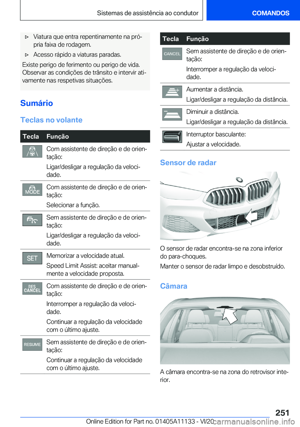 BMW 8 SERIES COUPE 2021  Manual do condutor (in Portuguese) 'x�V�i�a�t�u�r�a��q�u�e��e�n�t�r�a��r�e�p�e�n�t�i�n�a�m�e�n�t�e��n�a��p�r�óª
�p�r�i�a��f�a�i�x�a��d�e��r�o�d�a�g�e�m�.'x�A�c�e�s�s�o��r�á�p�i�d�o��a��v�i�a�t�u�r�a�s��p�a�r�a�d